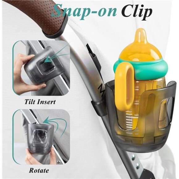 Stroller Cup Holder Fits Vista Cruz Minu Snap On Drink Holder Baby Bottle Access - Picture 3 of 7